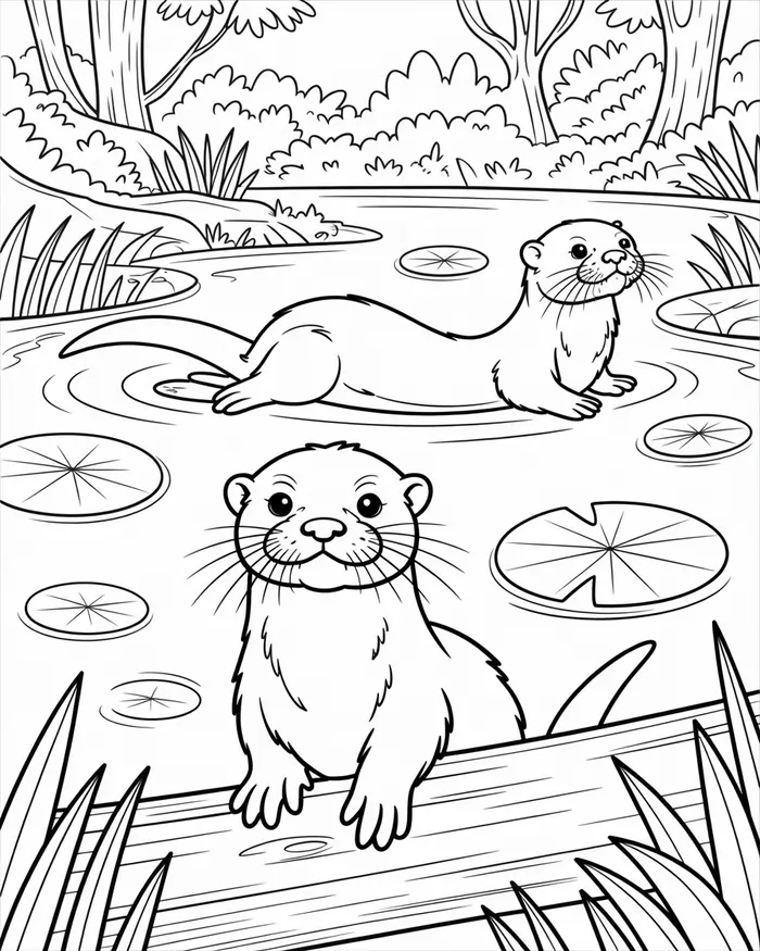 river otter in zoo coloring pages