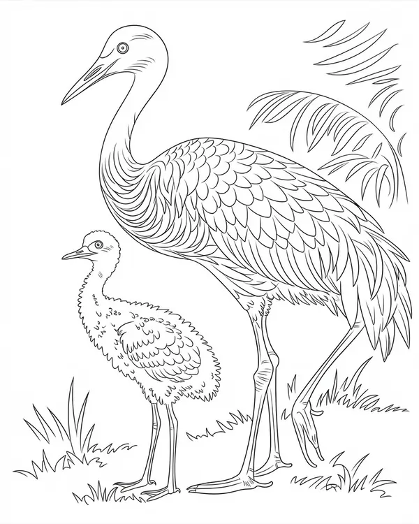 sandhill crane cute chick coloring page
