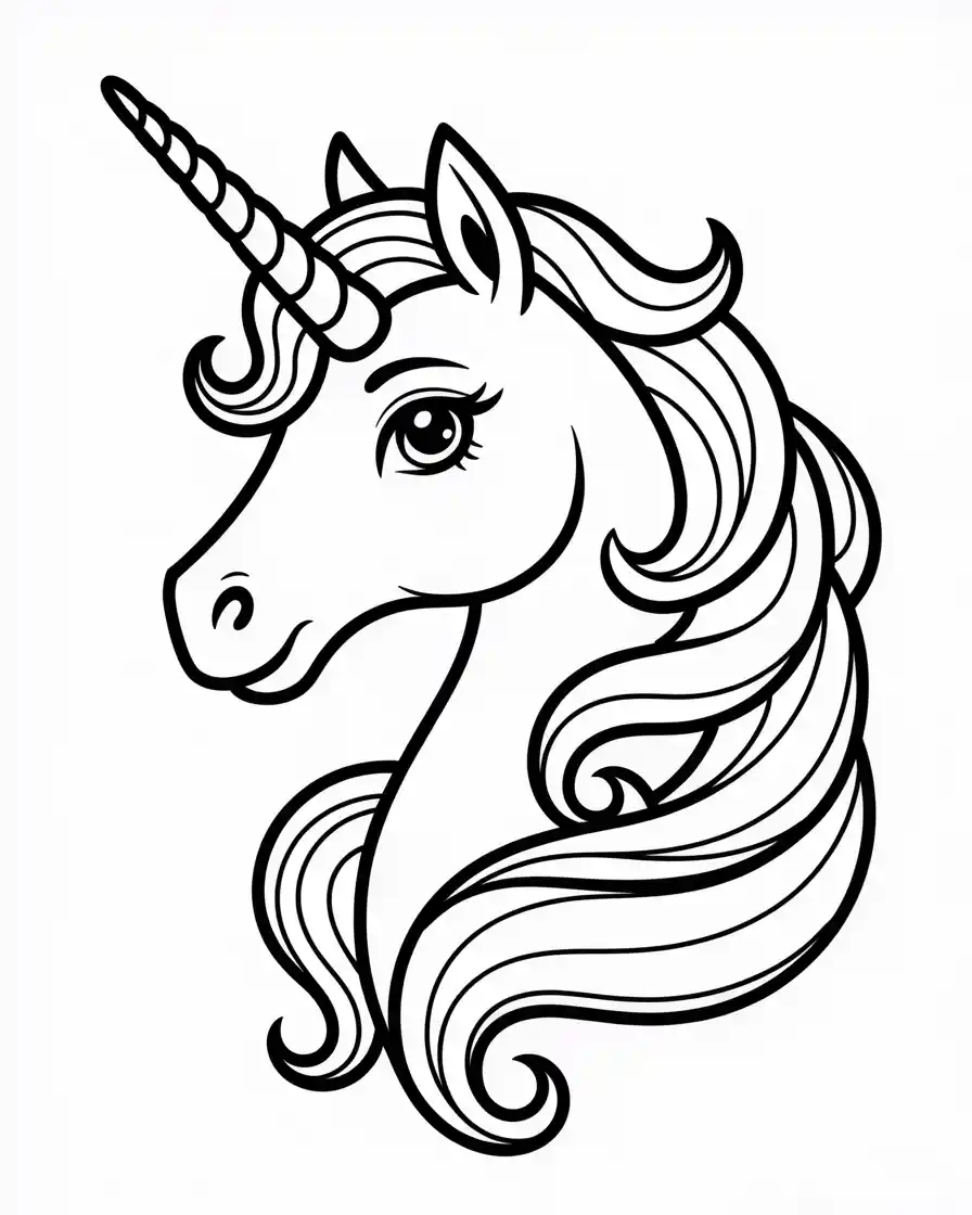 Unicorn Coloring Pages 36 simple unicorn with elegant curly mane coloring page