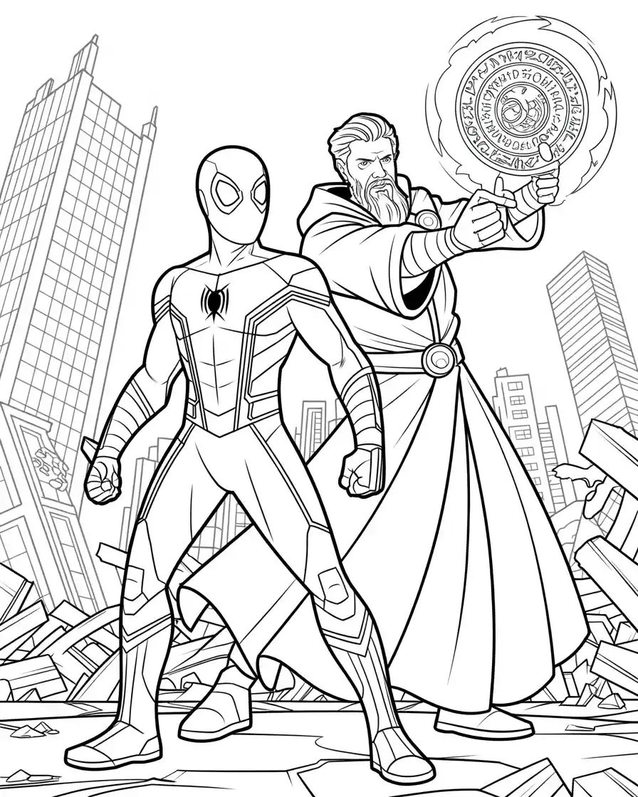 Spiderman Coloring Pages 9 spiderman and doctor strange coloring sheet