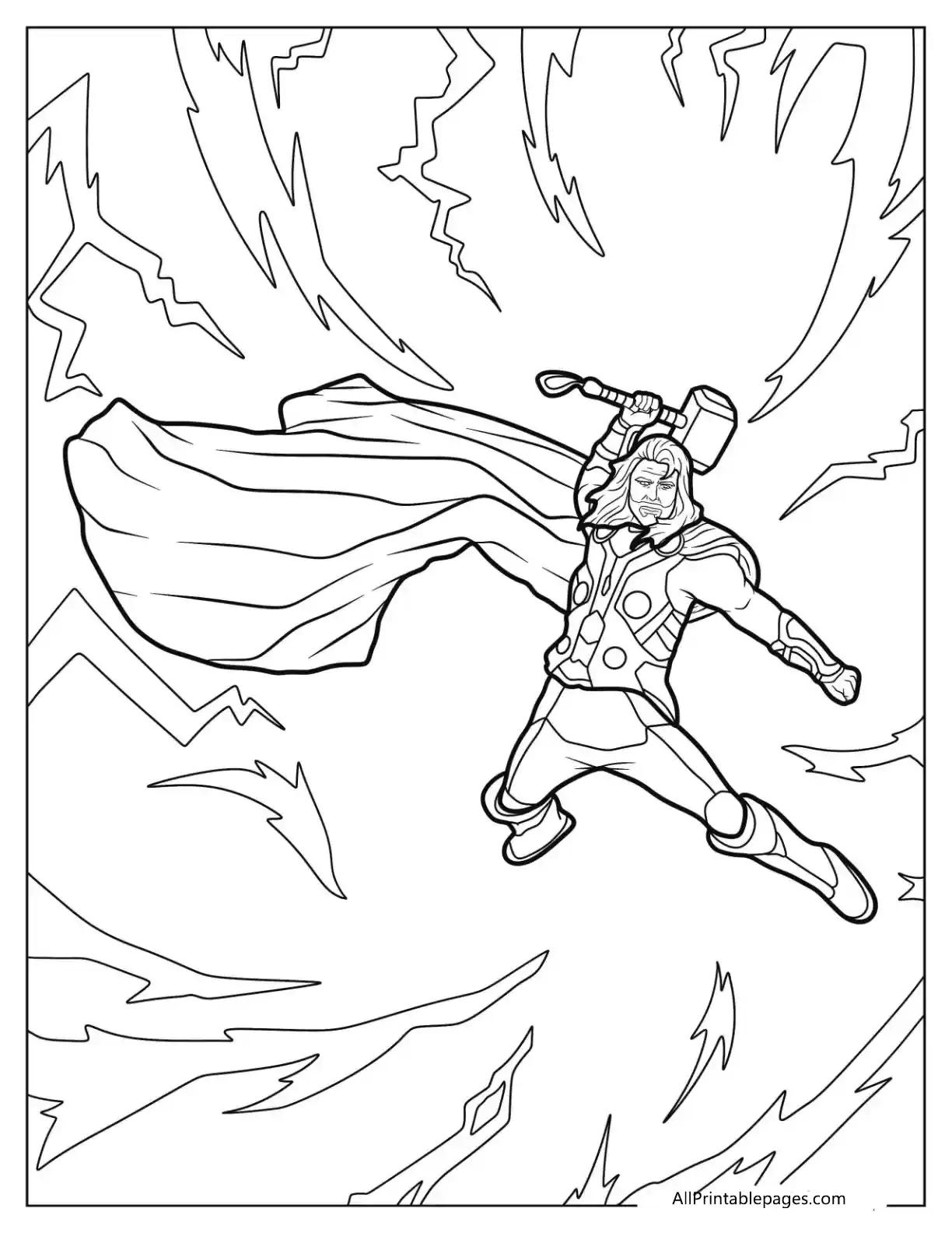 Thor Coloring Pages 16 thor god of thunder leaping through the air