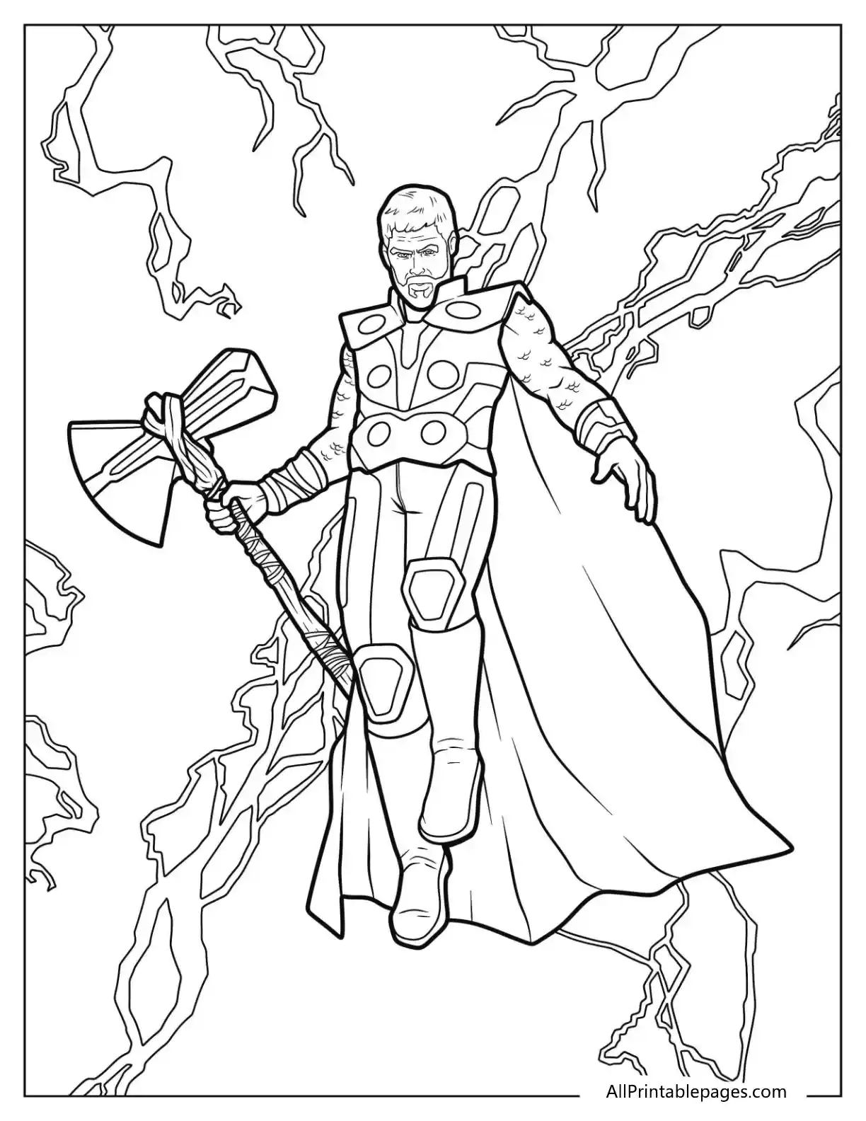 Thor Coloring Pages 17 thor hovering during lightening with stormbreaker