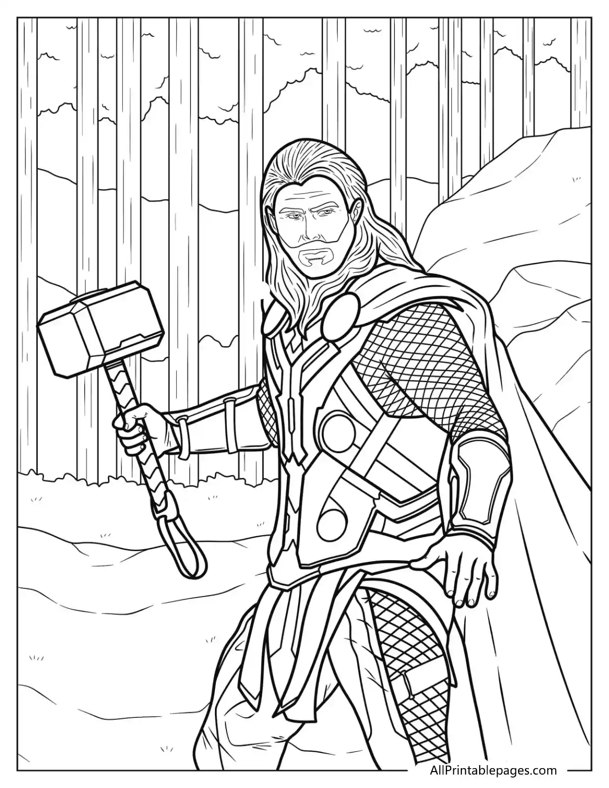 Thor Coloring Pages 19 thor wielding hammer to color