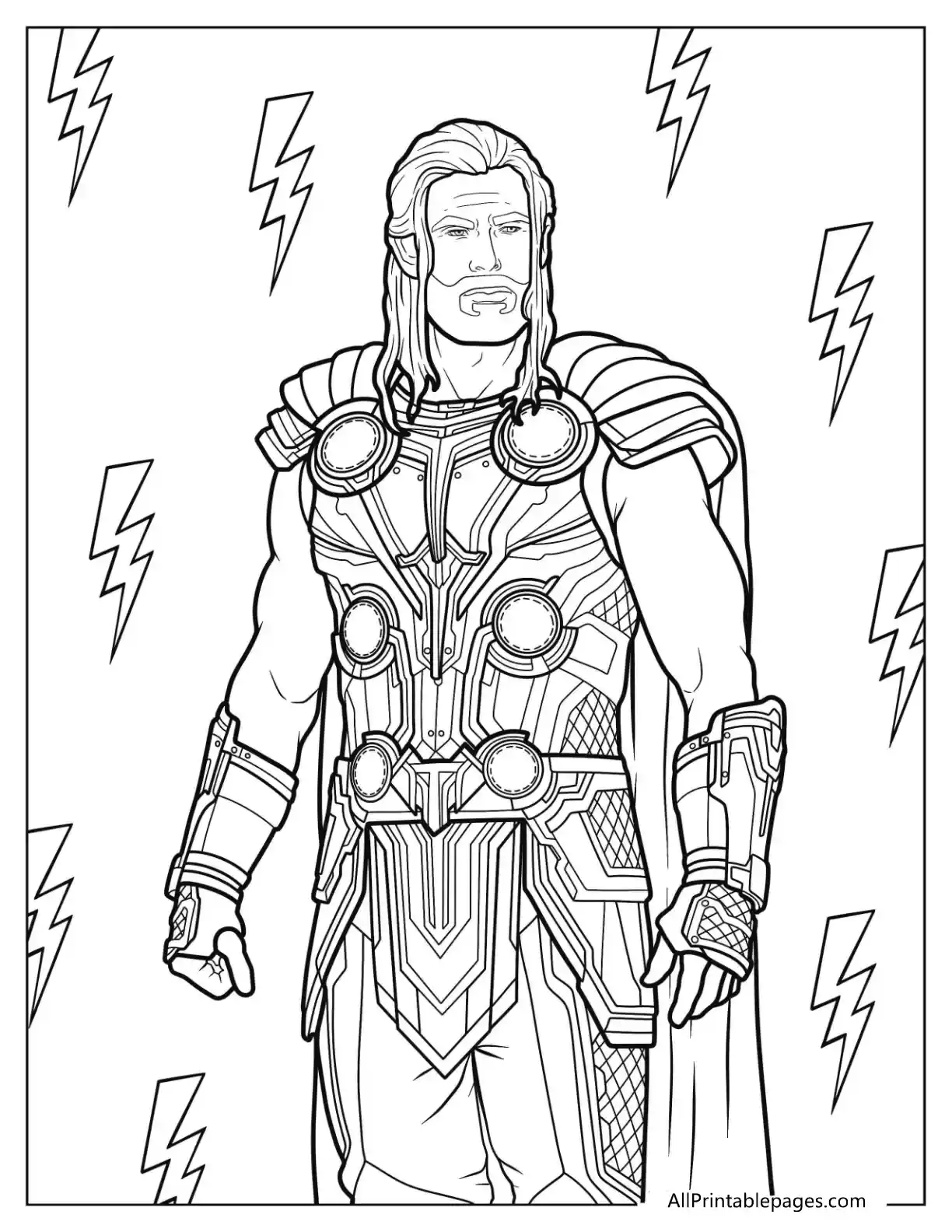 Thor Coloring Pages 21 thor with detailed armor and lighening strikes
