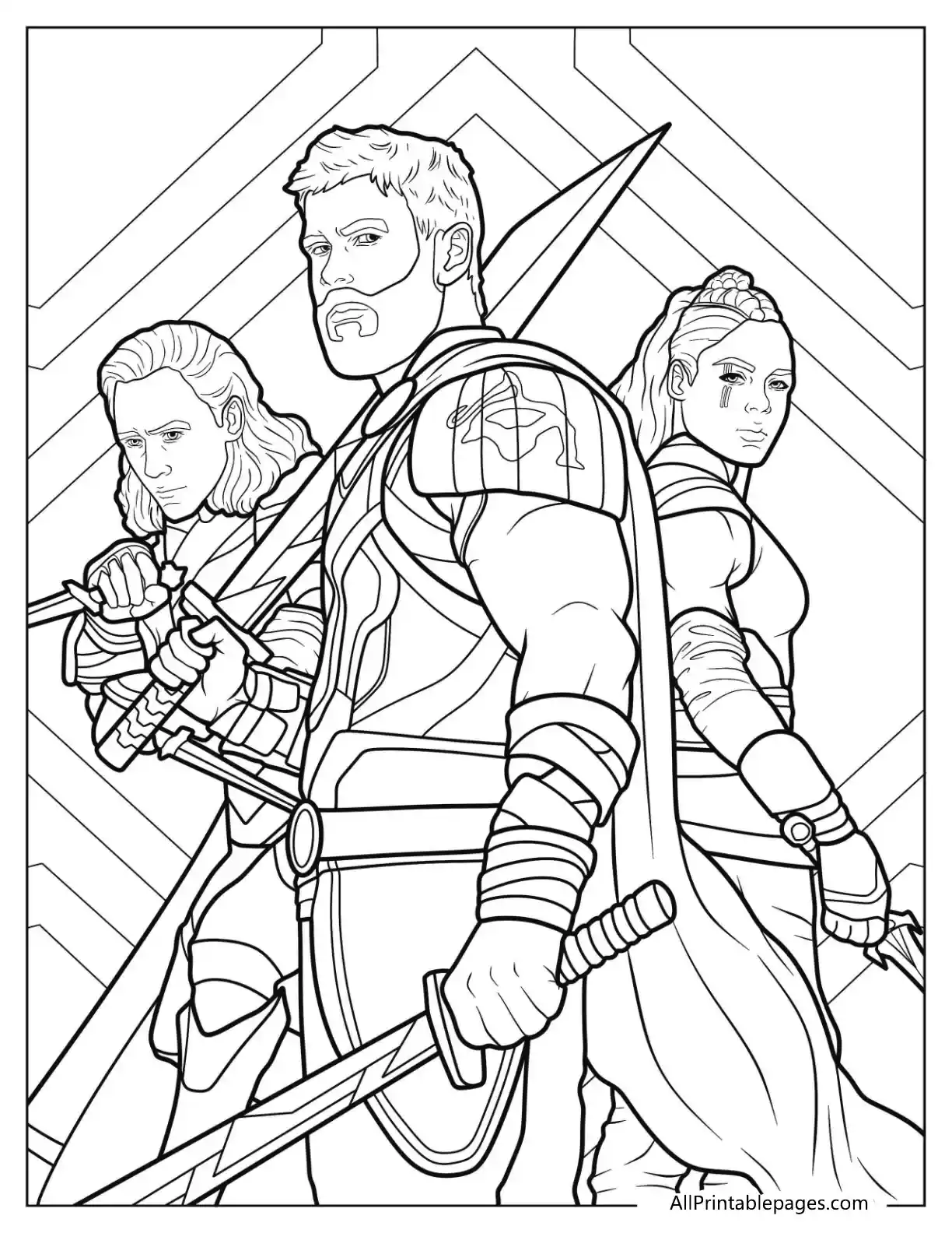 Thor Coloring Pages 23 thor with lokie and valkyrie to color