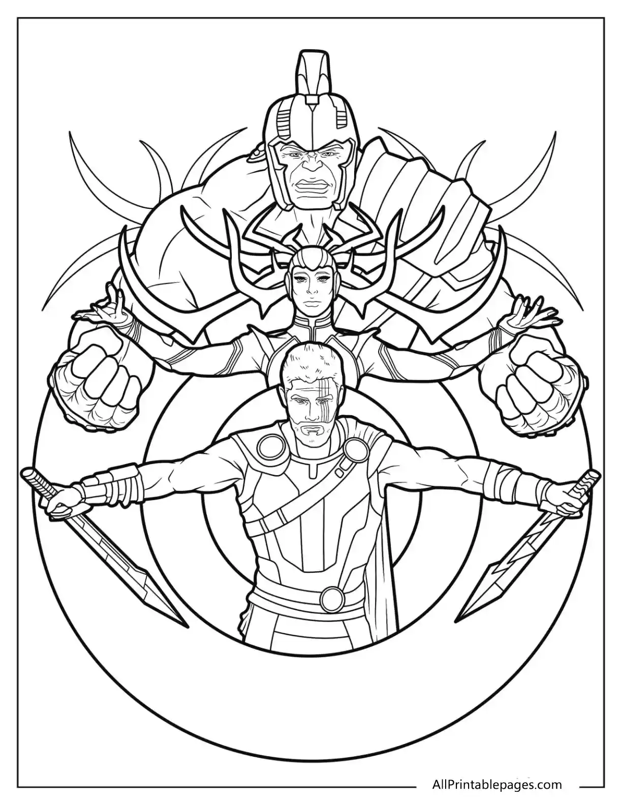 Thor Coloring Pages 24 thor with the hulk and hela
