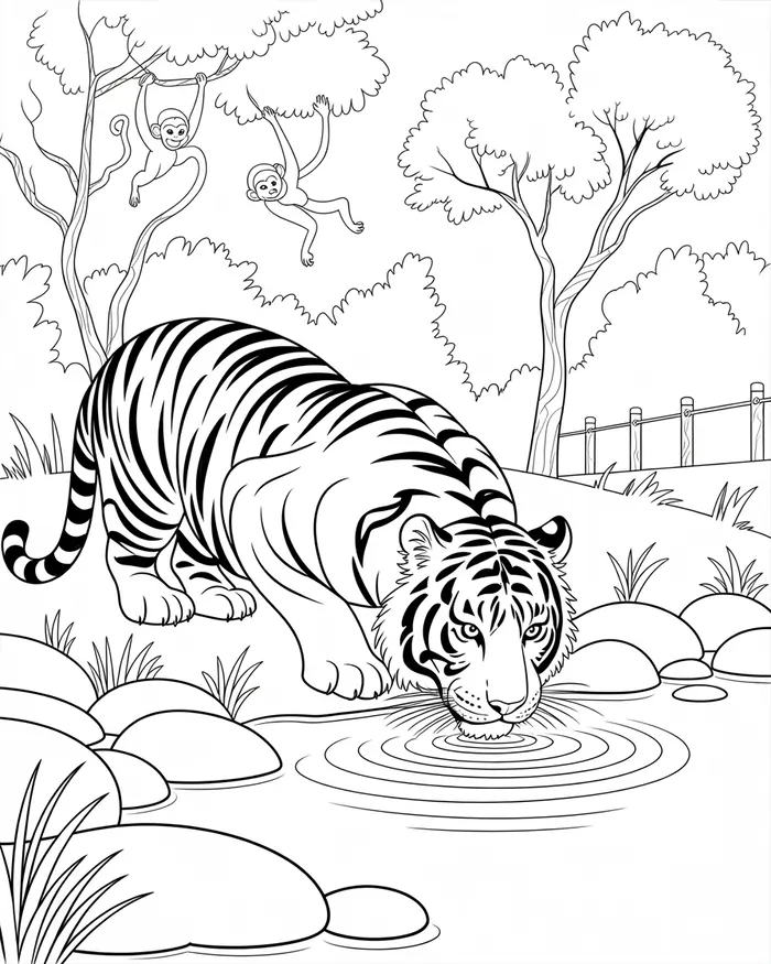 tiger in zoo coloring pages