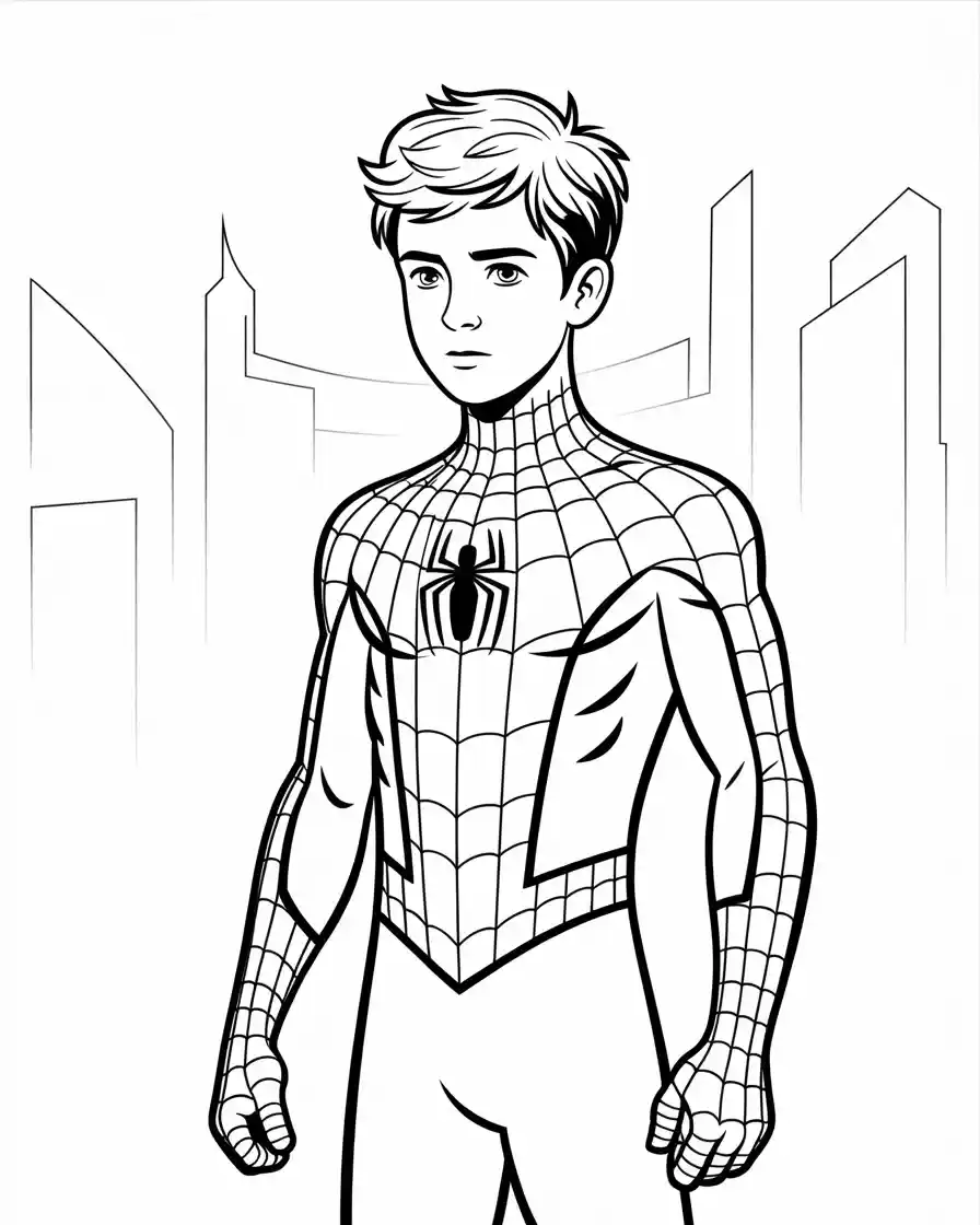 Spiderman Coloring Pages 1 tom holland as peter parker to color