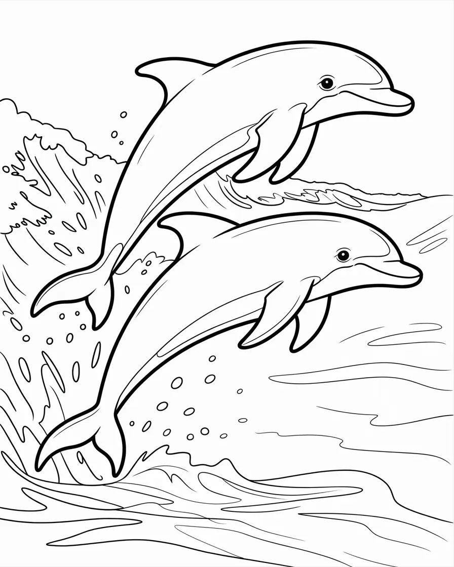 two bottlenose dolphins coloring page of ocean animals