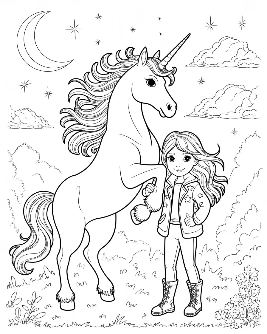 Unicorn Coloring Pages 38 unicorn academy sophia and wildstar in the forest