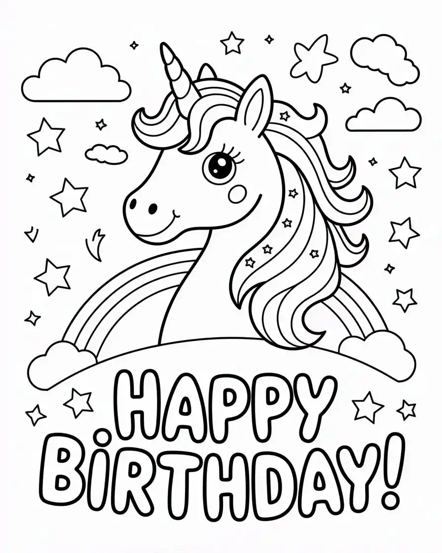 Unicorn Coloring Pages 42 unicorn happy birthday coloring page