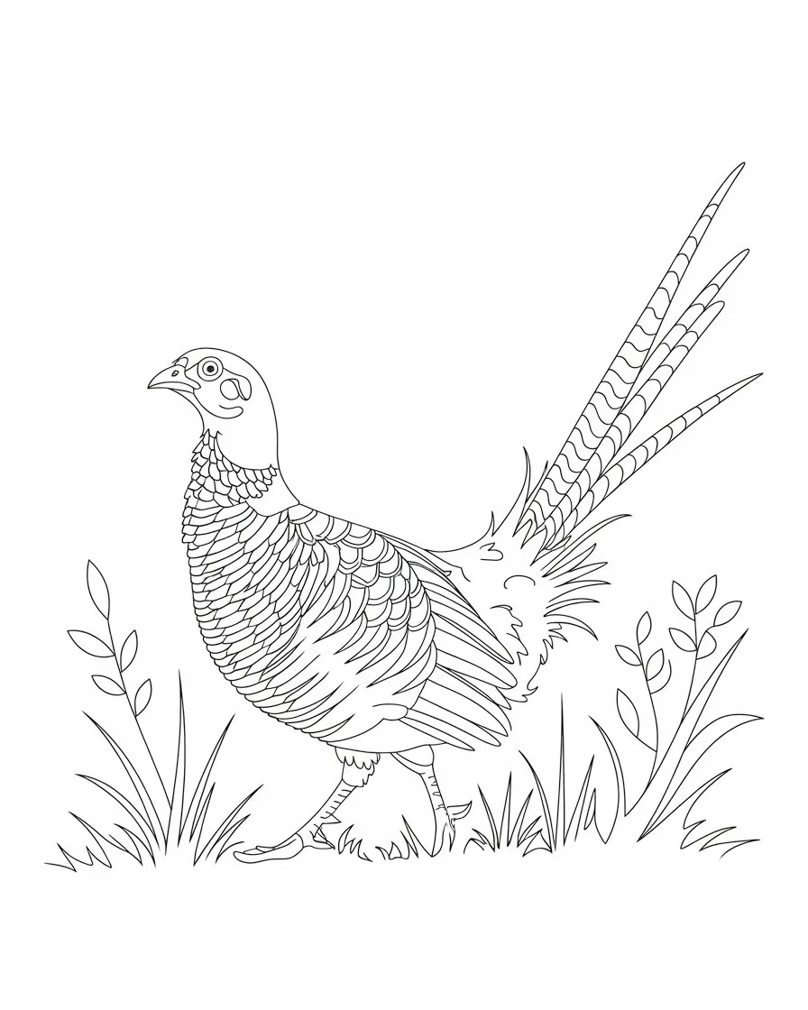 walking pheasant coloring page