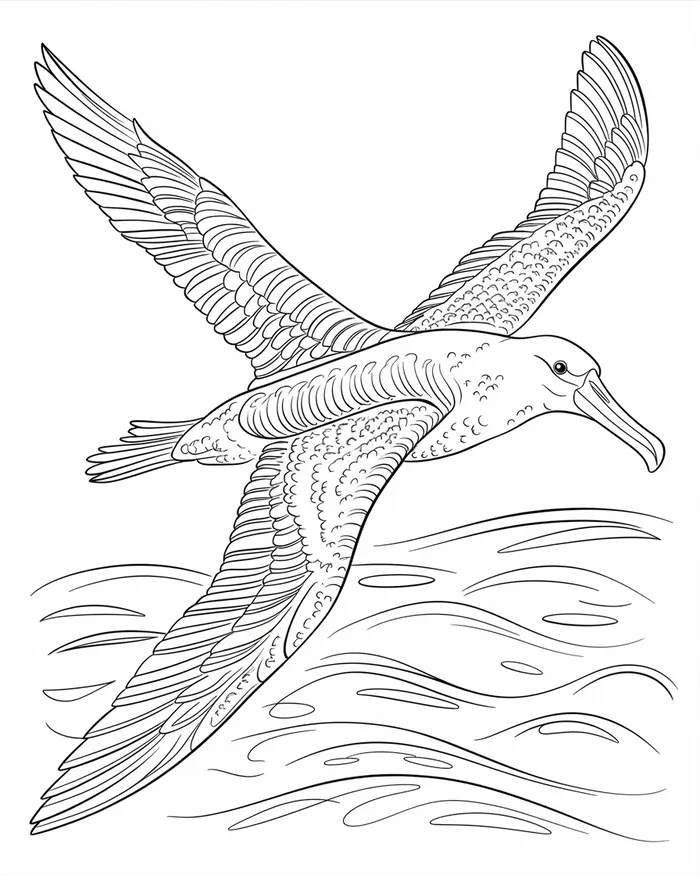 wandering albatross in flight coloring page