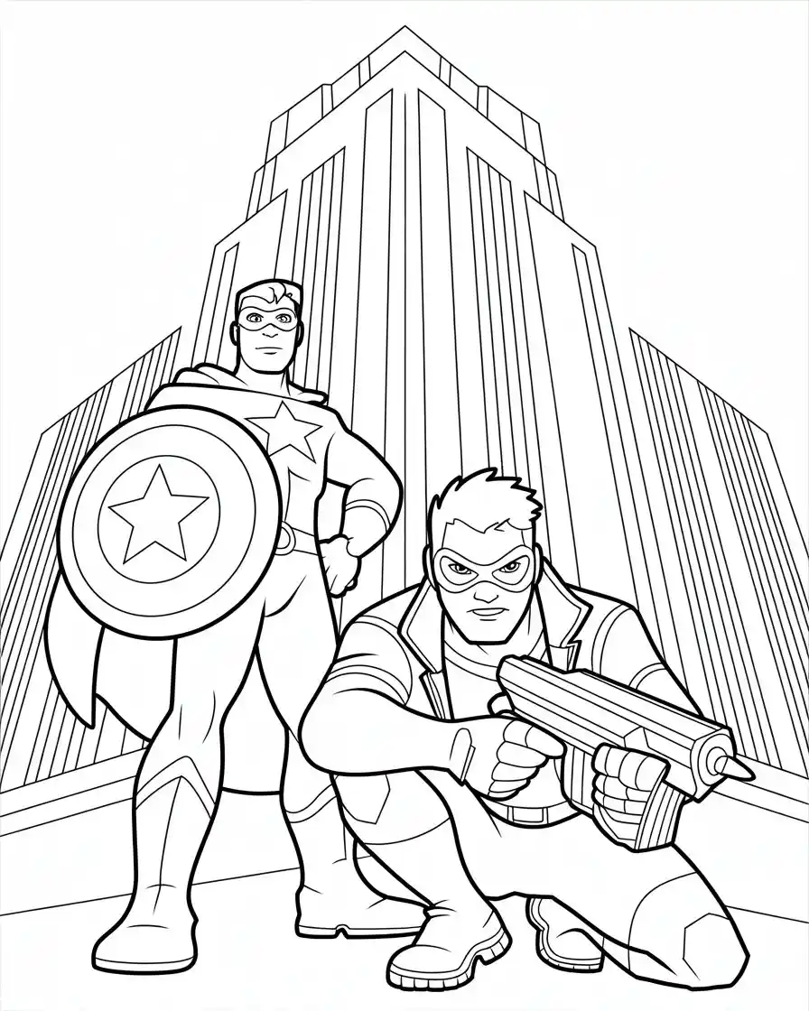 Captain America Coloring Pages 19 winter soldier and captain america 1