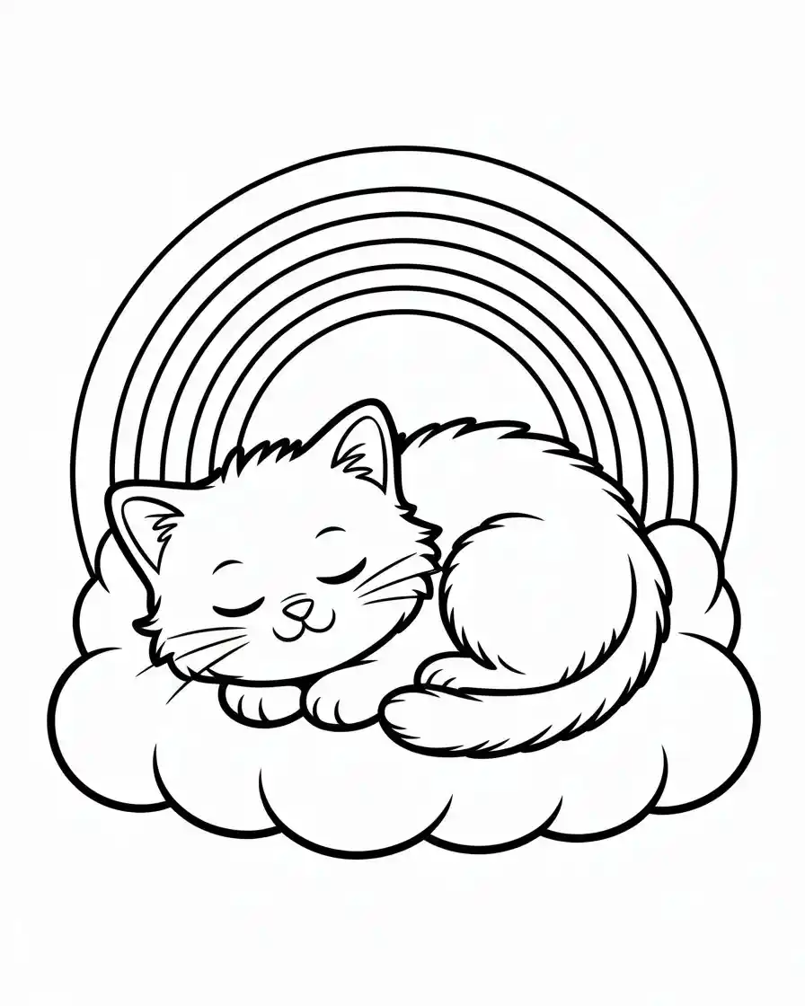 adorable cat coloring pages sleeping on cloud