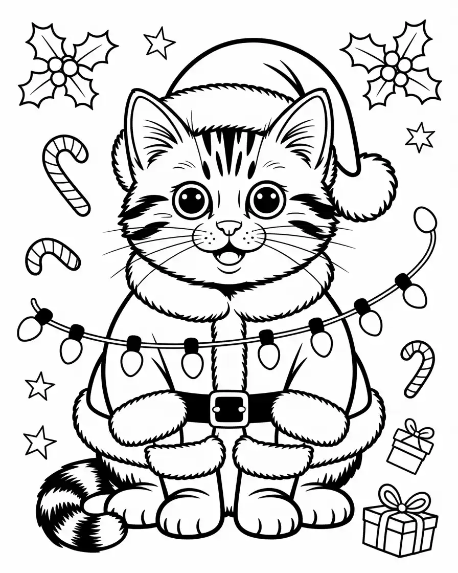 adorable christmas cat in santa suit