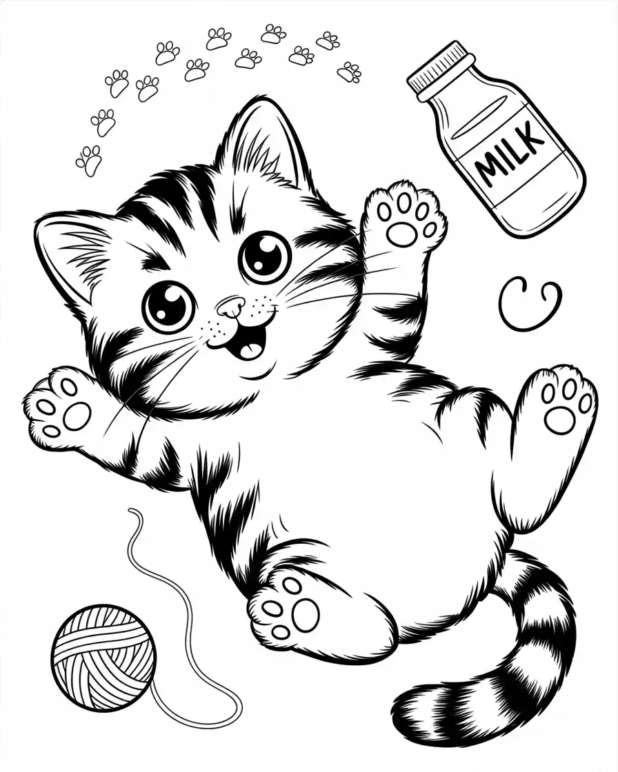 adult cat exposing belly coloring page 1