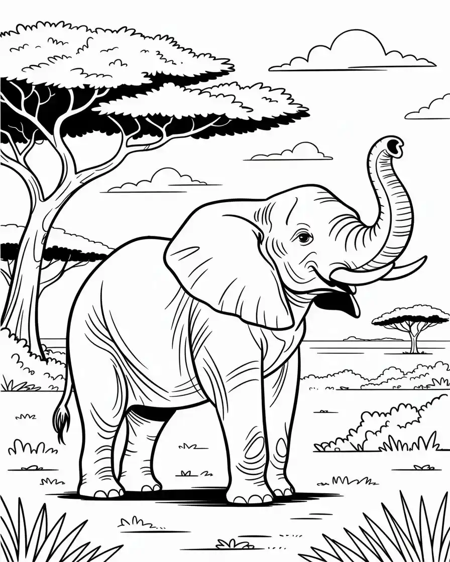 african elephant in savannah landscape