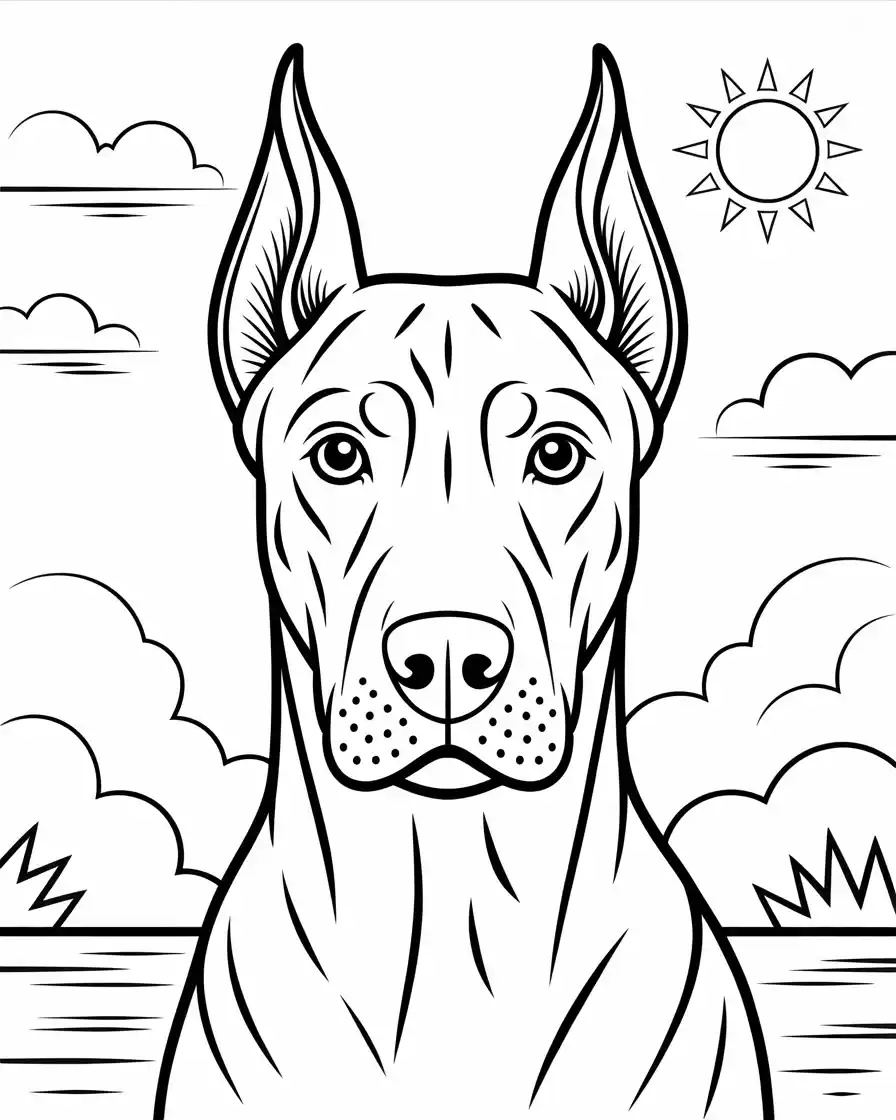 Dog Coloring Pages 5 alert dobermann dog close up coloring page