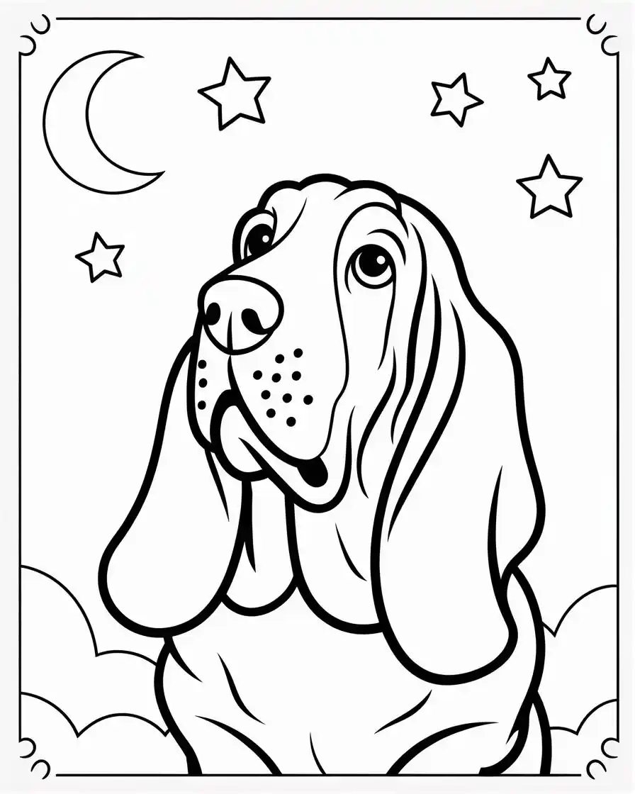 Dog Coloring Pages 11 basset hound looking up coloring page