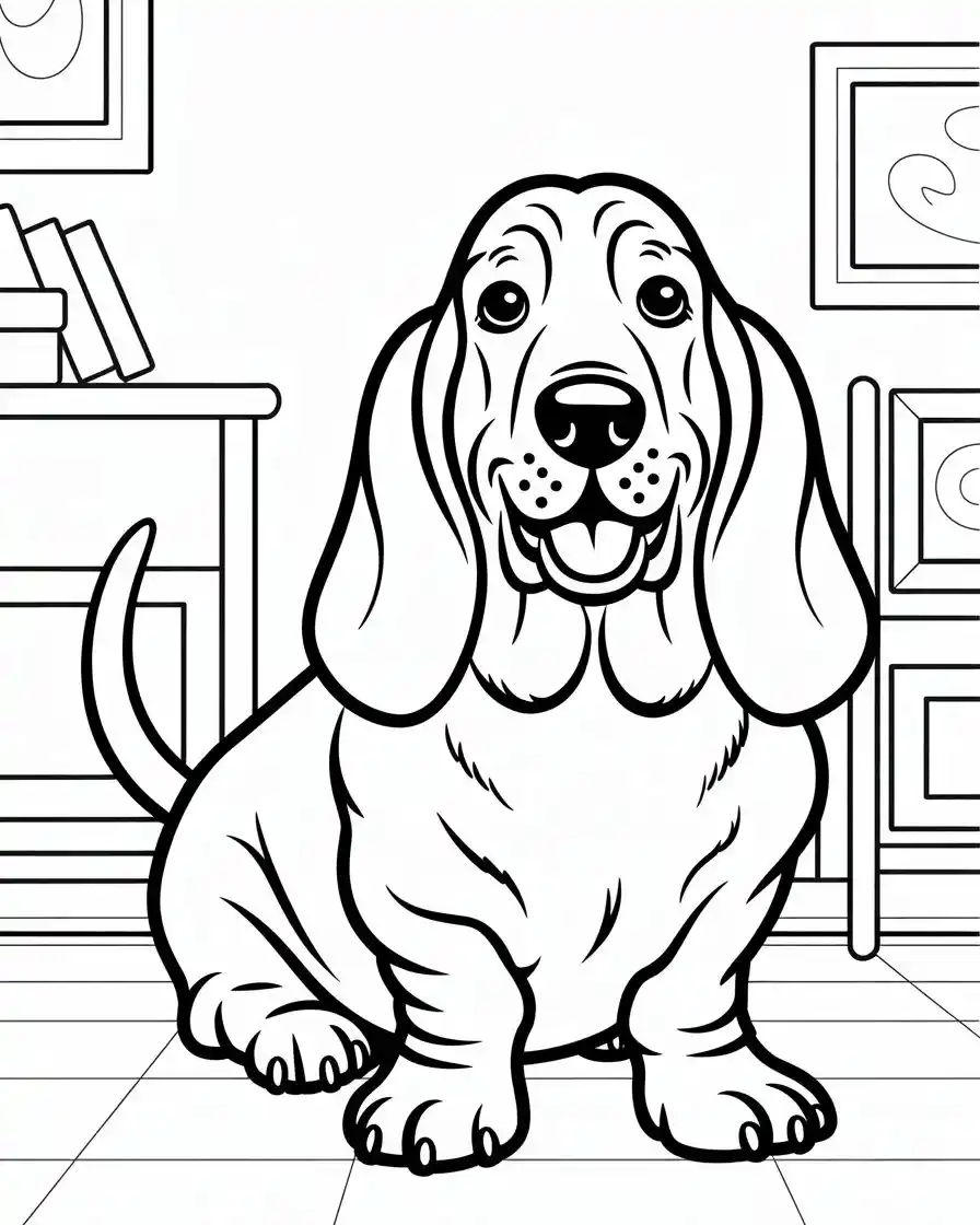 Dog Coloring Pages 12 basset hound smiling coloring page