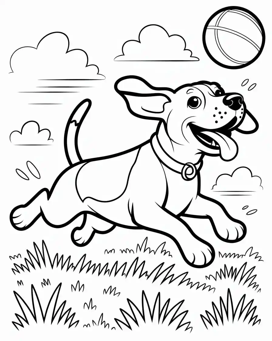 Dog Coloring Pages 13 beagle chasing ball coloring page