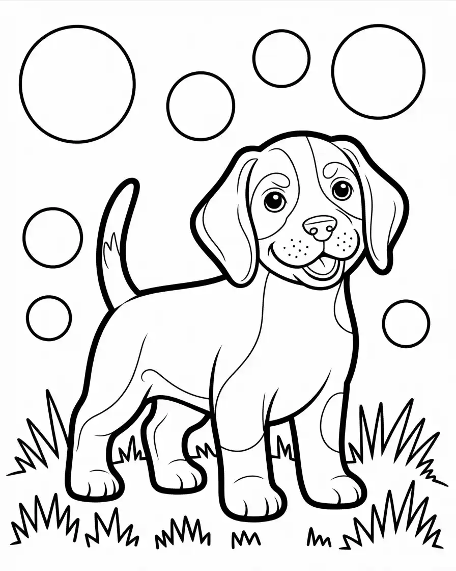 Dog Coloring Pages 14 beagle puppy on grass coloring page
