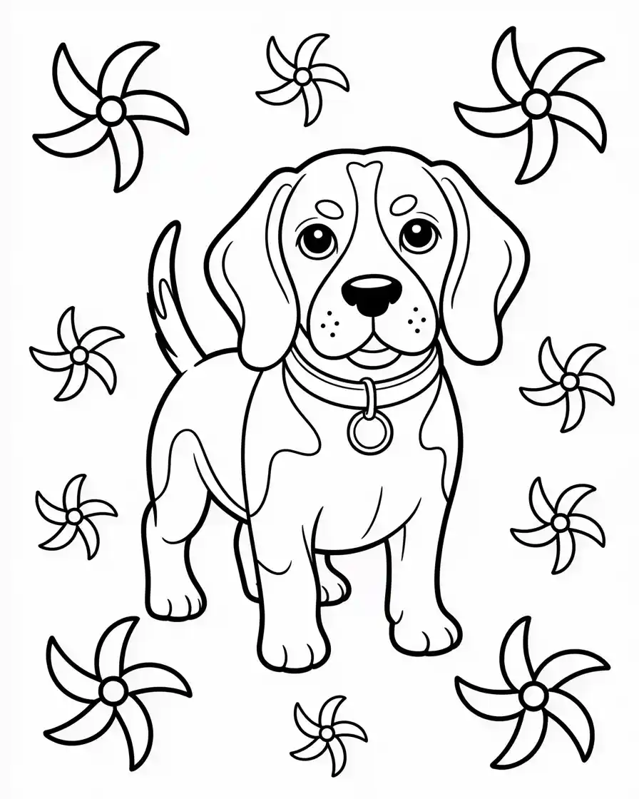 Dog Coloring Pages 15 beagle with collar and tag coloring page 1