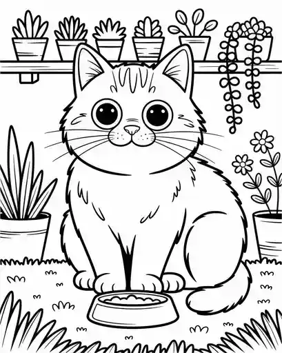 big cat sitting on the grass coloring page 2