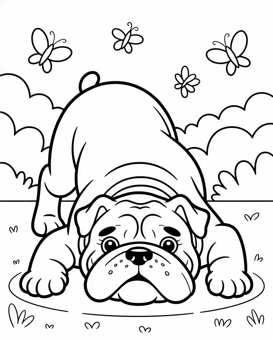 Dog Coloring Pages 23 bulldog in play bow pose coloring page