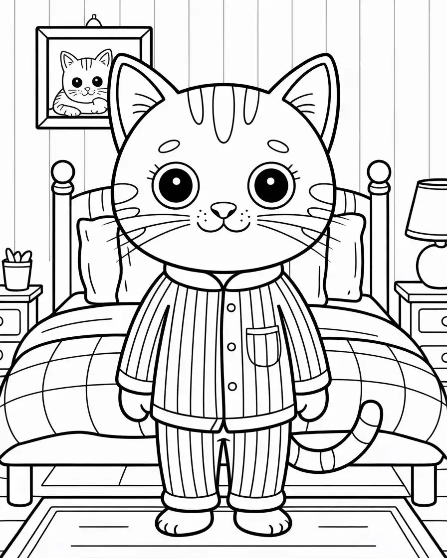 cat with clothes standing up