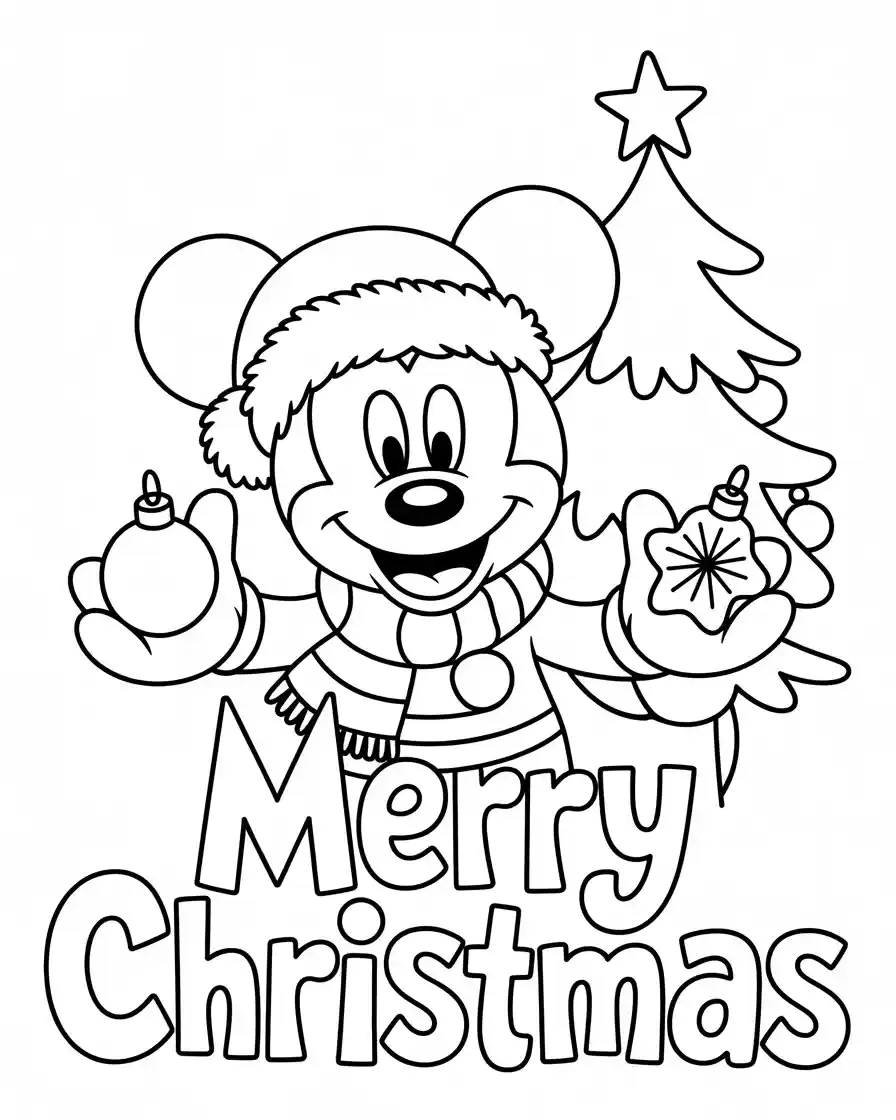 Mickey Mouse Coloring Pages 3 christmas themed mickey mouse