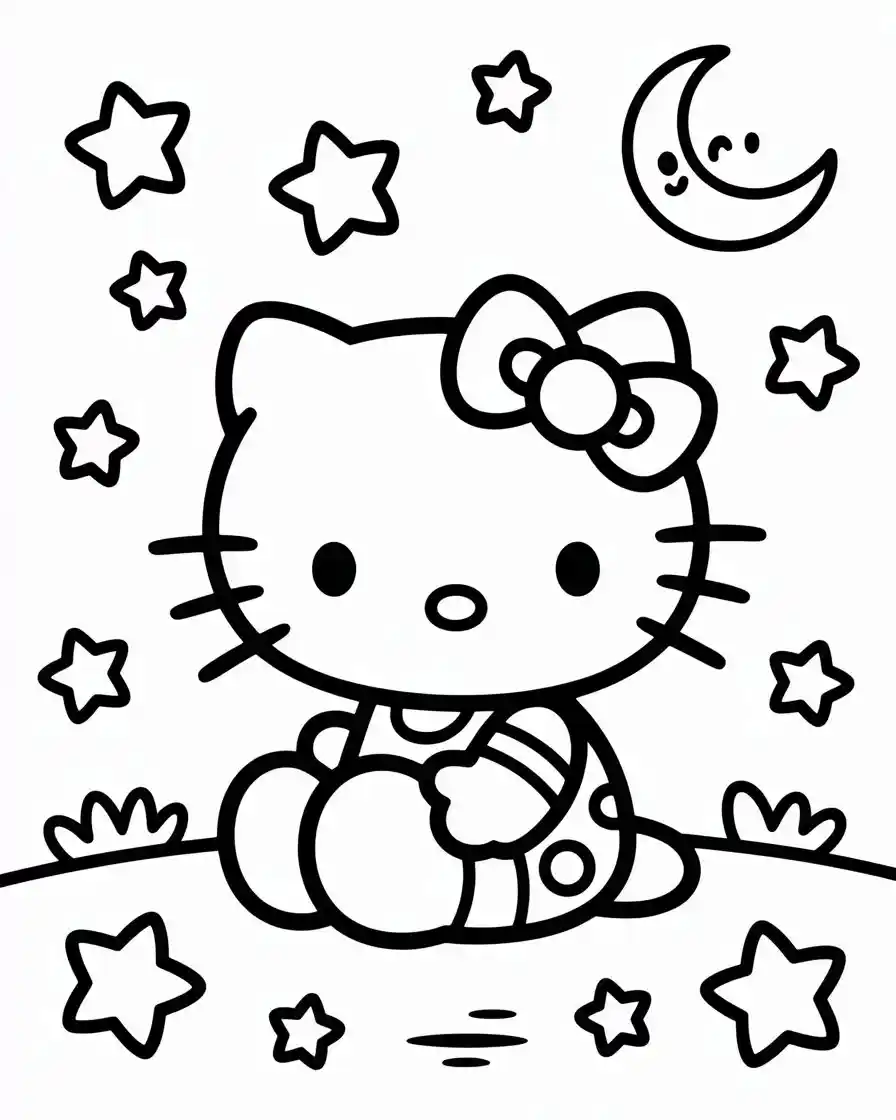 coloring page of hello kitty hugging teddy bear