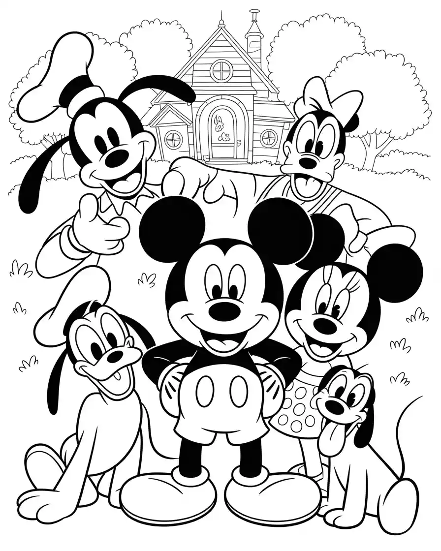 Mickey Mouse Coloring Pages 4 coloring sheet of mickey mouse with friends