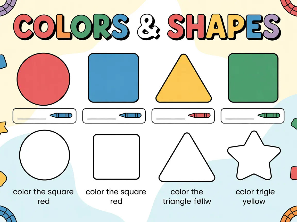 Printable Templates 4 colors & shape worksheets