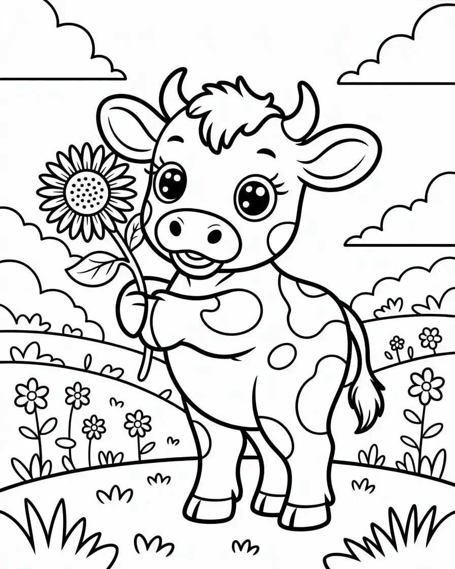 cute baby cow in the field 1