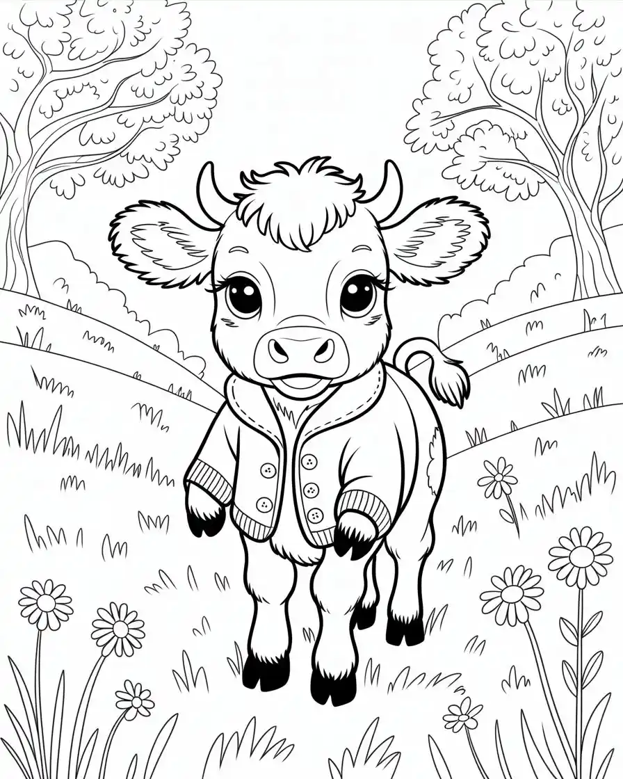 cute baby cow wearing a jacket