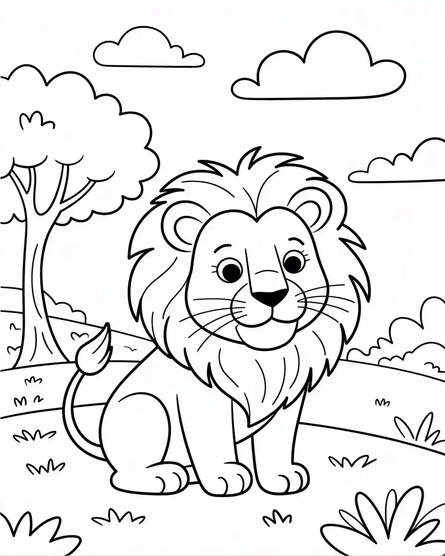 Animal Coloring Pages 41 cute lion to color