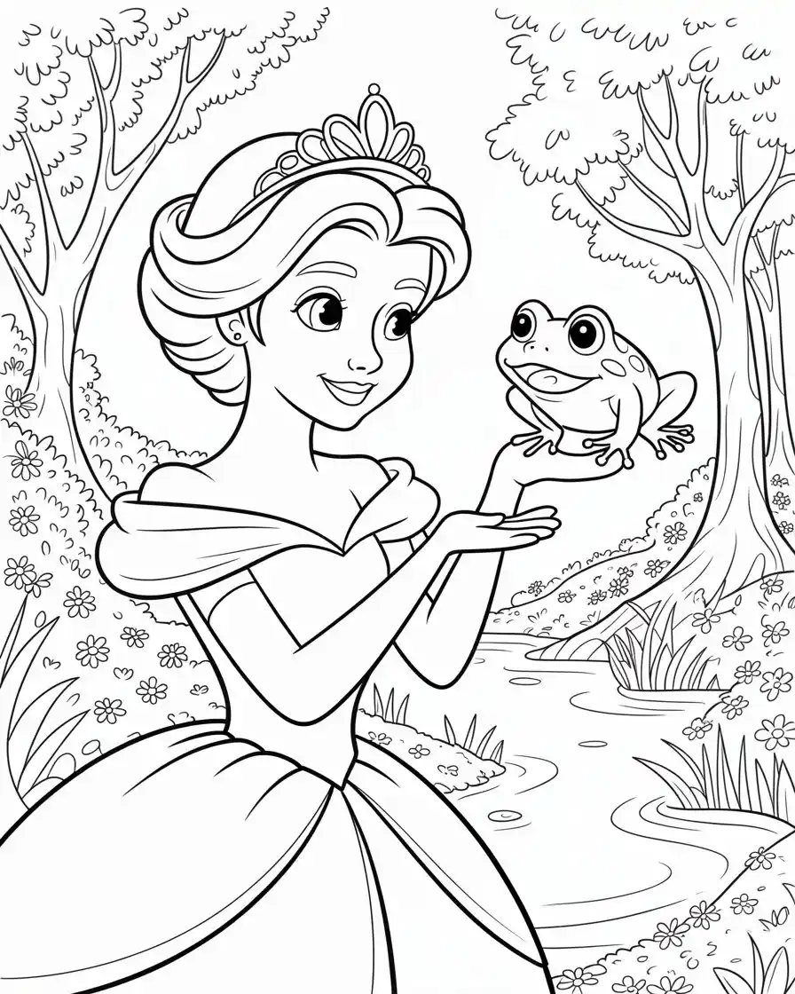 Frog Coloring Pages 10 disney princess and the frog coloring sheet