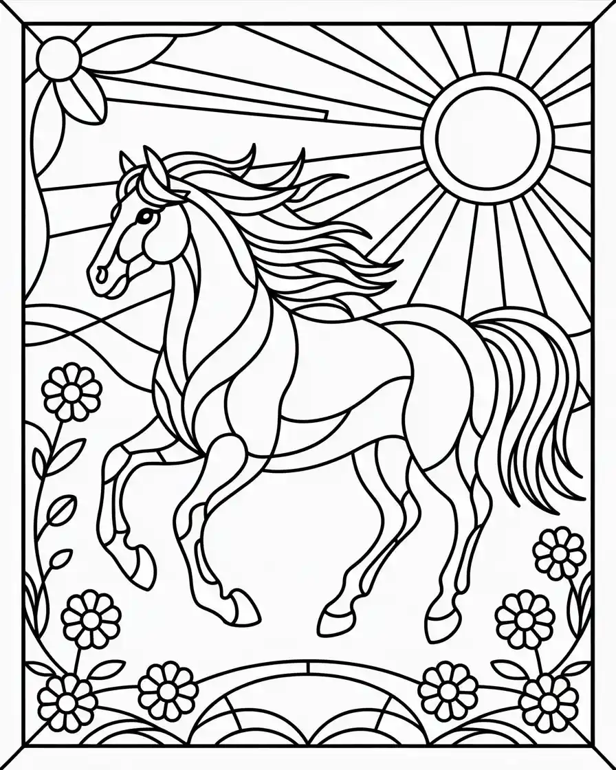 Horse Coloring Pages 24 elegant horse with flowing mane