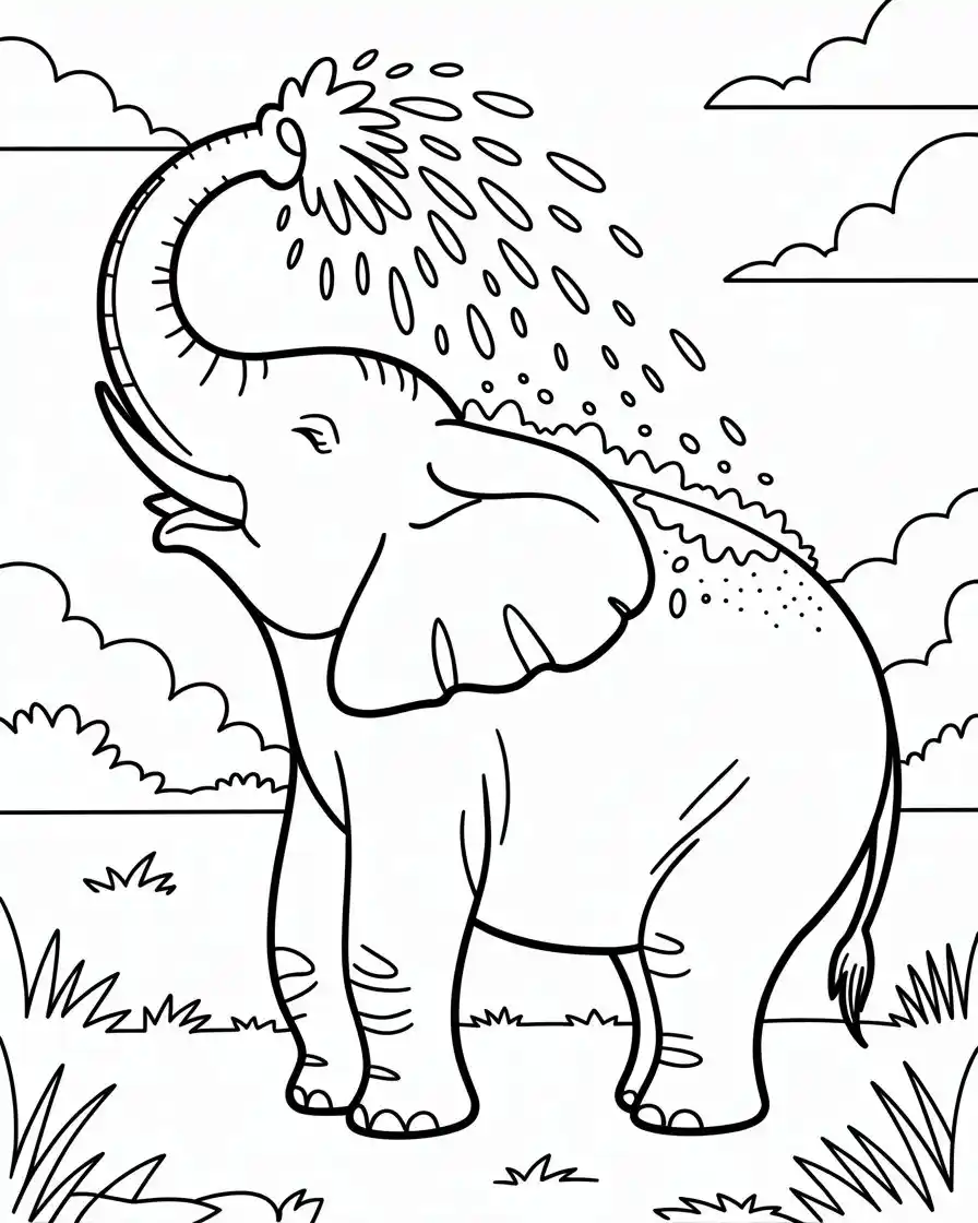 elephant cooling itself with dirt