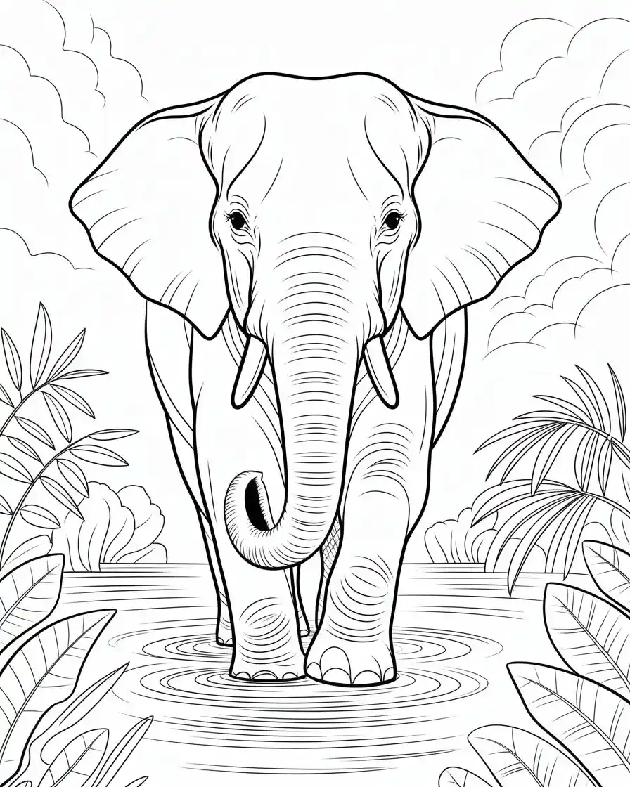 elephant cooling off in the water