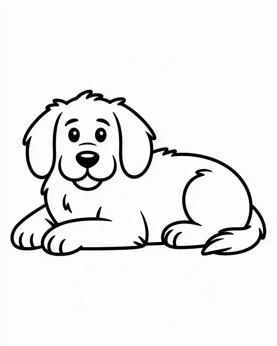 Dog Coloring Pages 38 fluffy dog lying down