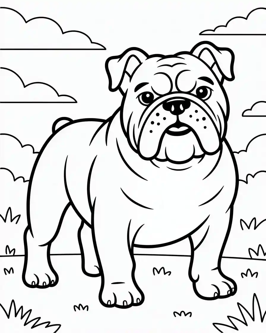 Dog Coloring Pages 39 friendly adult bulldog coloring page