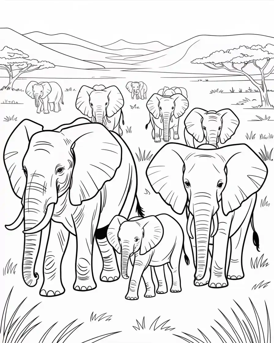 herd of elephants on the plains 1