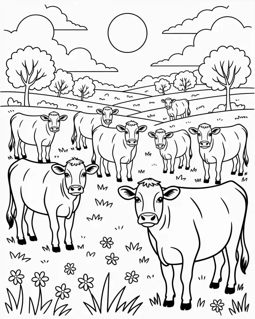 herd of jersey cows standing in the field 1