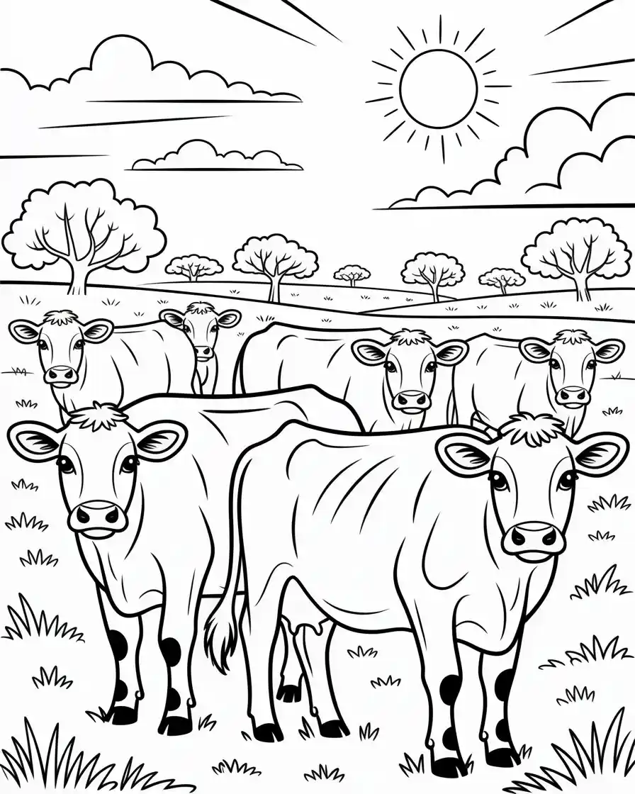 herd of jersey cows standing in the field