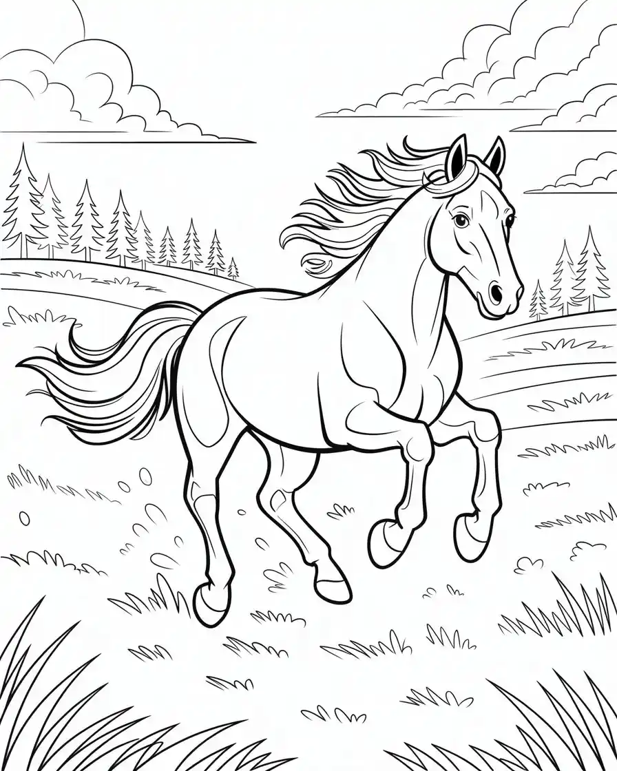 Horse Coloring Pages 31 horse galloping in field