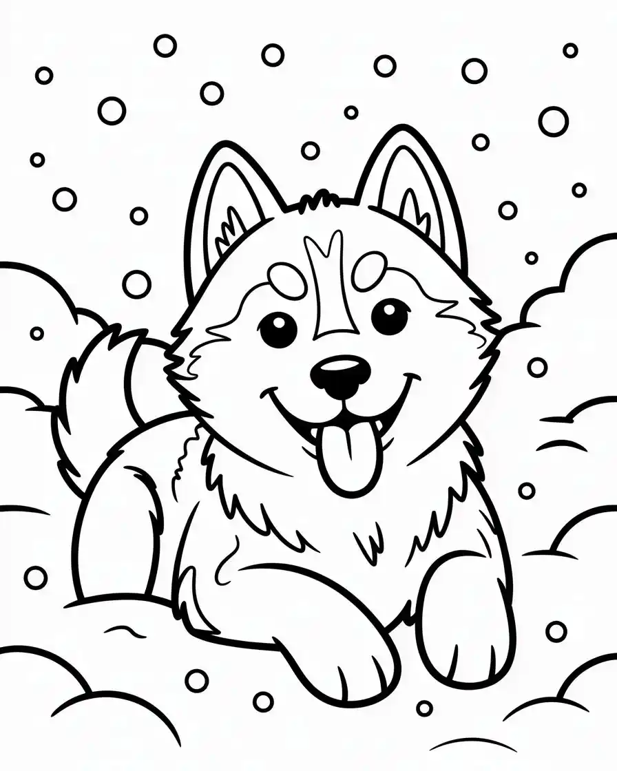 Dog Coloring Pages 50 husky in the snow coloring page