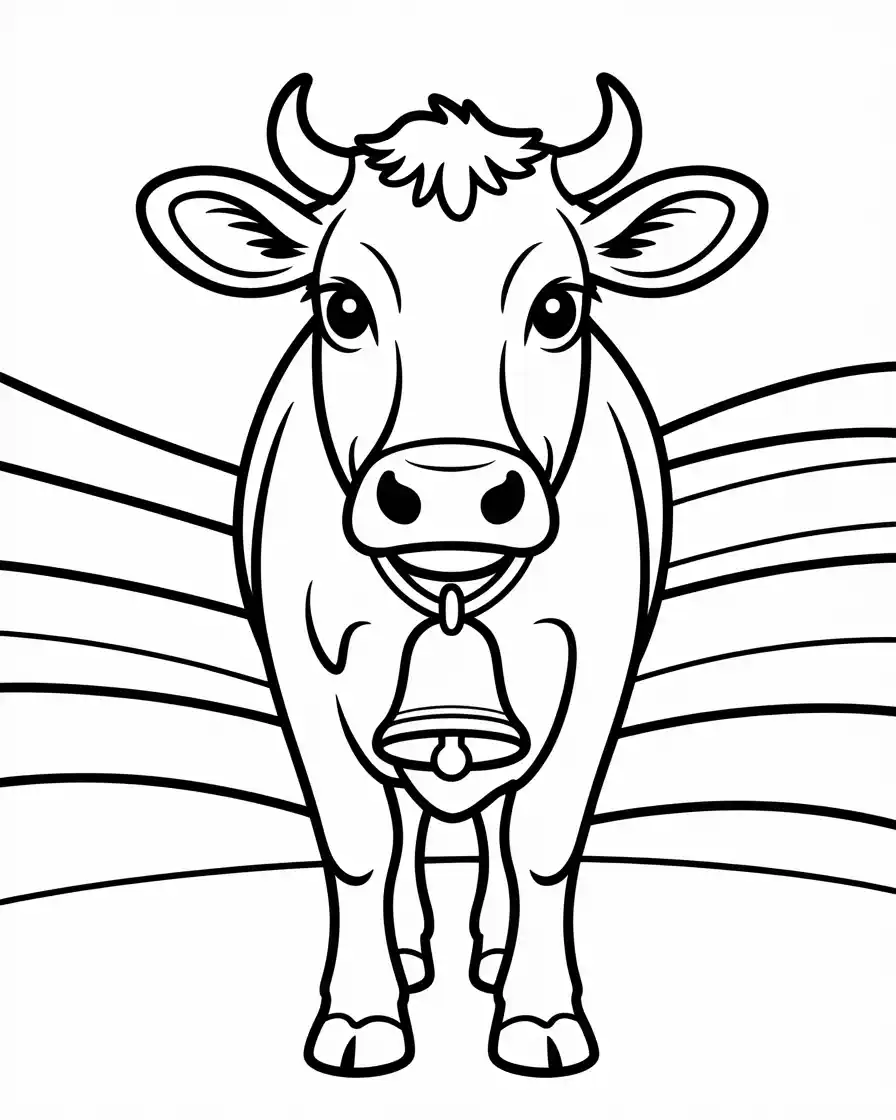 jersey cow with bell coloring page